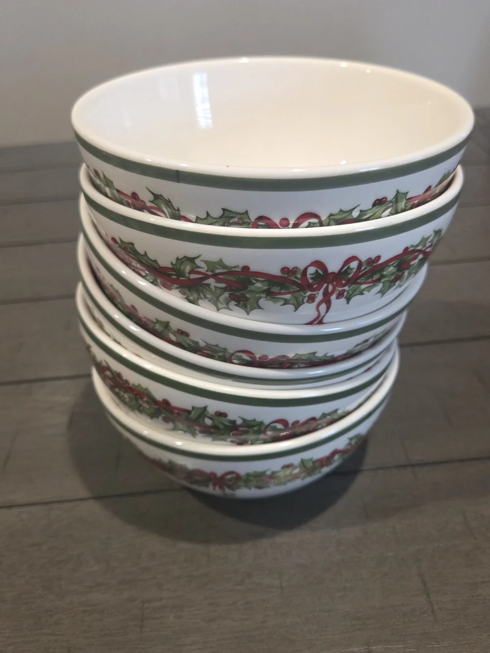 Christopher Radko Holly Ribbon Ceramic Serving Bowls